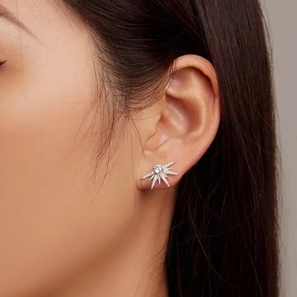 NWT Dainty Star Stud Earrings S925 Sterling Silver Cubic Zirconia Celestial - Picture 4 of 9